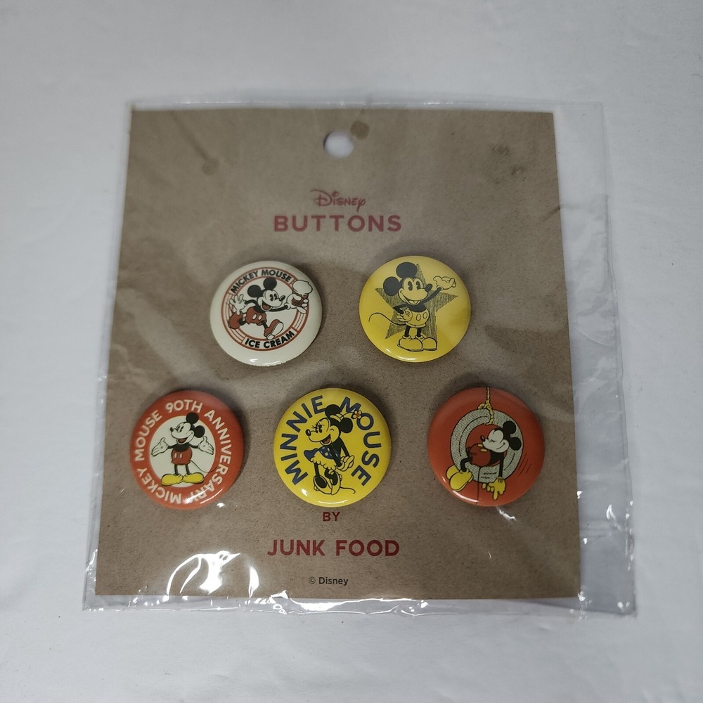 Junk Food Clothing Disney Buttons Mickey Minnie Mouse Set of 5 New